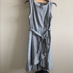 Calvin Klein Black and white truffle trim dress